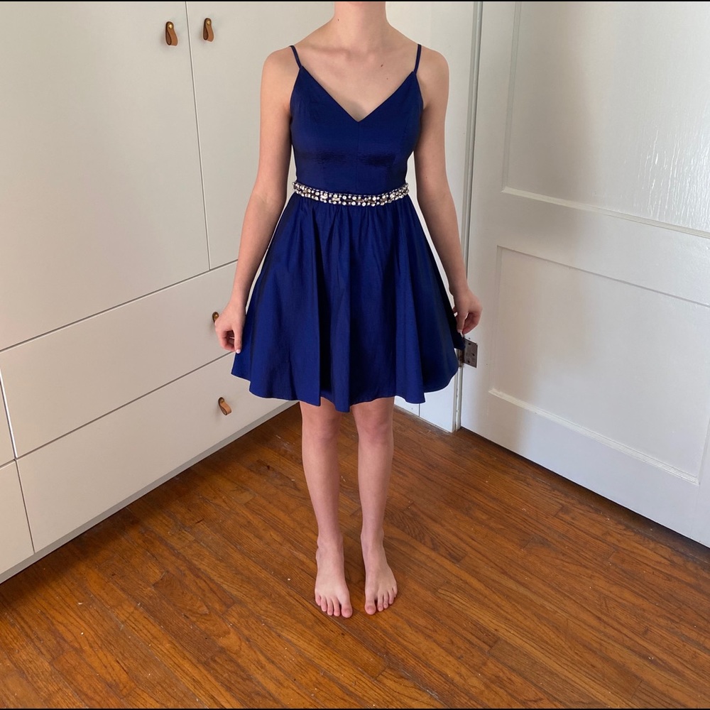 Blue Formal Dress, with rhinestone sash